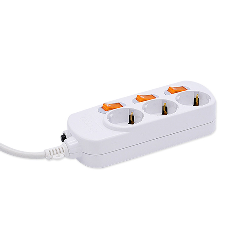 3 forretninger EU Standard Socket med uafhængig switch og overbelastningsbeskyttelsesknap 3 forretninger EU Standard Socket med uafhængig switch og overbelastningsbeskyttelsesknap
