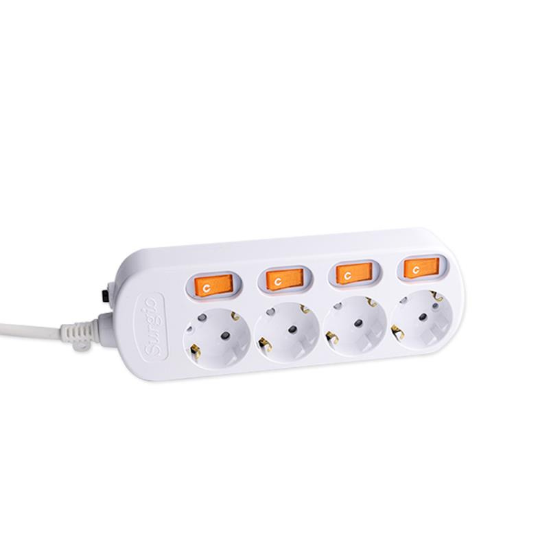 220V-250V 4 Outlets EU Standard Socket med uafhængig switch 220V-250V 4 Outlets EU Standard Socket med uafhængig switch