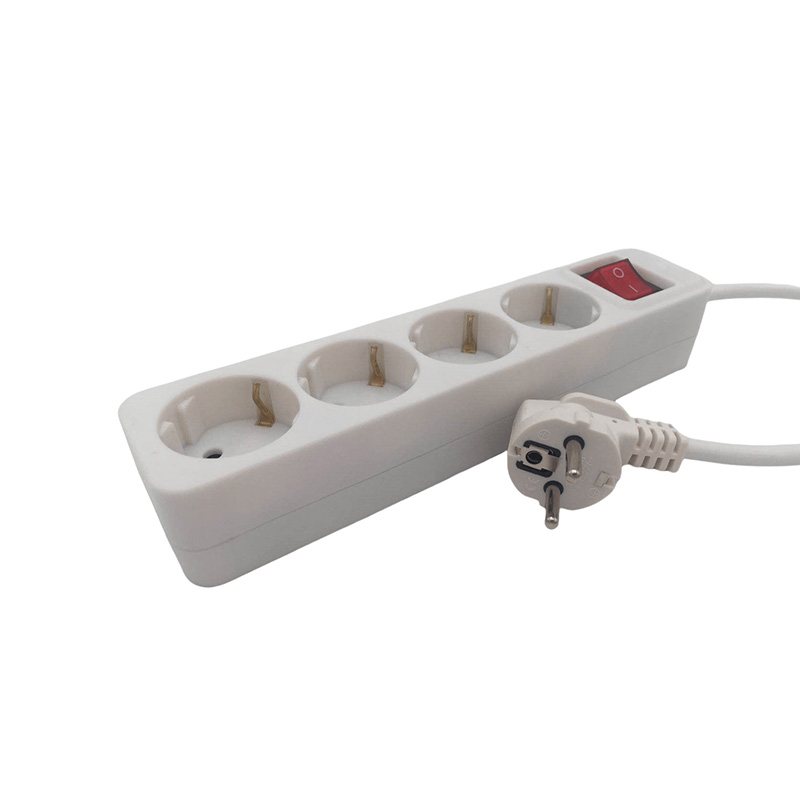 Støvbestandigt 4 forretninger EU Standard Socket med switch