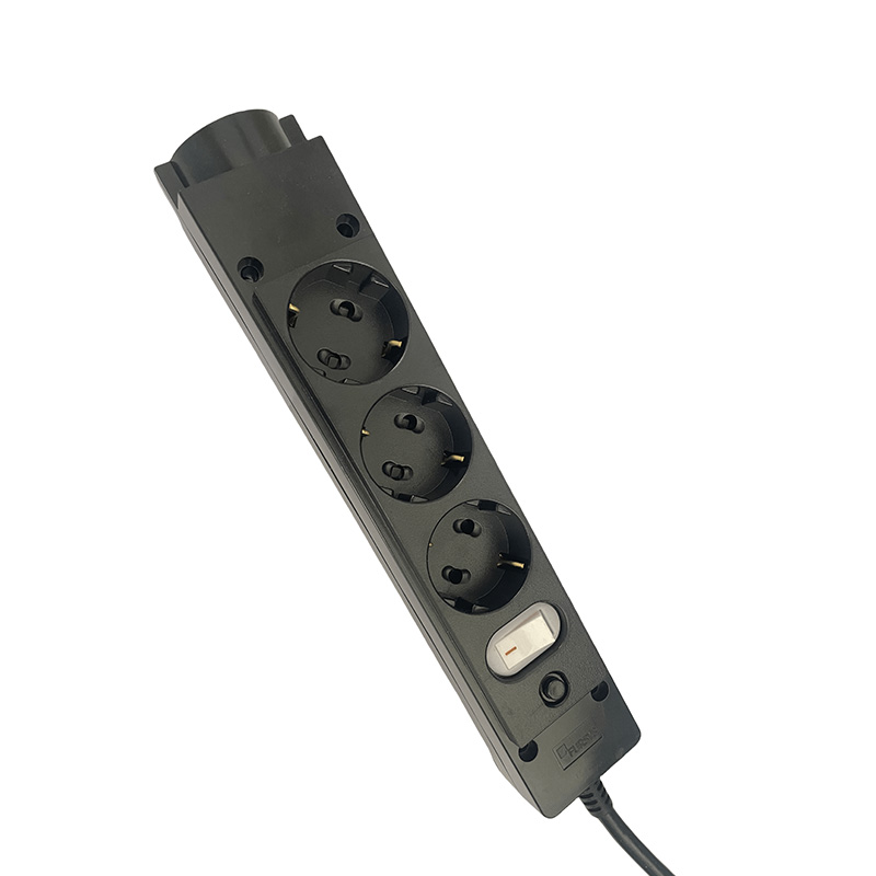 Strømbesparende sorte 4 forretninger KC Standard Sockets med switch Strømbesparende sorte 4 forretninger KC Standard Sockets med switch